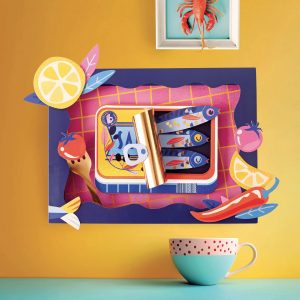 Cadre 3D Papier « Sardines »