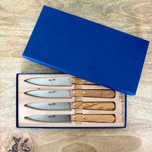Coffret de 4 couteaux de table en Olivier – ROGER ORFEVRE