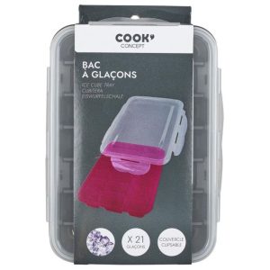 Bac à glaçons avec couvert clipsable x21