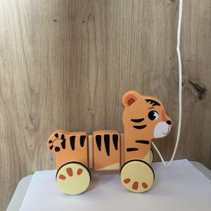 Jouet à tirer Tigre « Safari » – Animal à roulettes en bois