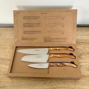 Coffret de 3 couteaux La Petite Cuisine Berlingot en Olivier – CLAUDE DOZORME