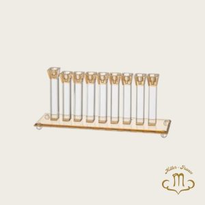 Hanoukia élégante en cristal 16×39 cm