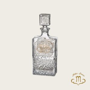 Bouteille à vin en cristal 24 cm avec plaque en métal