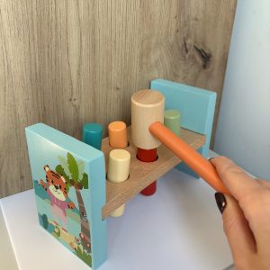 Banc à marteler « Jungle Friends » – Jeu de motricité en bois FSC