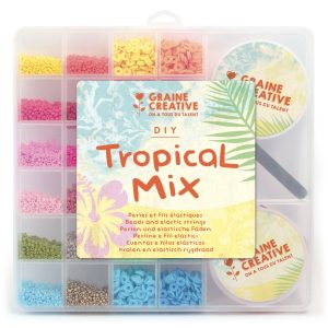 Boîte de perles et fils élastiques – Tropical Mix
