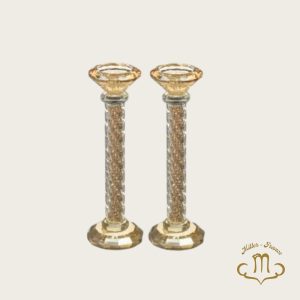 Bougeoirs en cristal 22,5 cm avec pierres