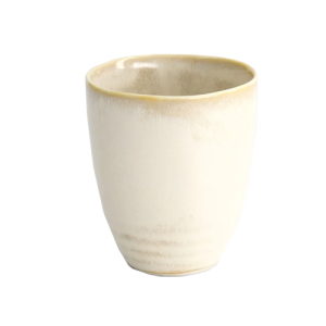 Tasse à thé beige et blanche