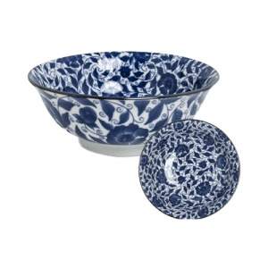 Bol large fleur japonaise bleus