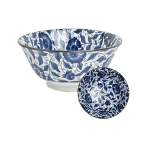 Bol moyen fleurs japonaise bleus