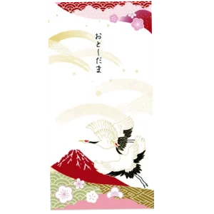 Enveloppe nouvel an Mont Fuji et grues