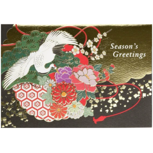 Carte formelle japonaise / Grue et fleurs