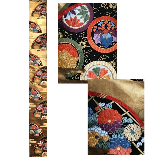 Longue tapisserie Obi éventails noirs