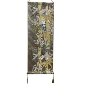 Kakémono Obi bambou vert et or