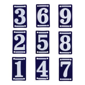 Numéro de maison en céramique – Bleu et blanc