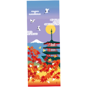 Tenugui pagode érable et Mt Fuji