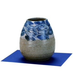 Vase Kutani camélia bleu