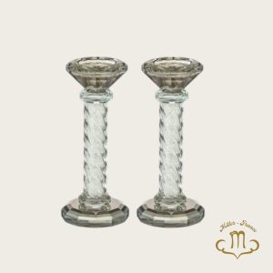 Bougeoirs en cristal 16,5 cm avec pierres
