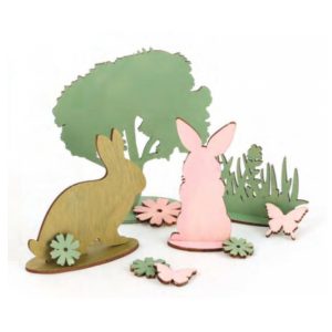 Kit de décoration en bois à construire – Nature et lapins
