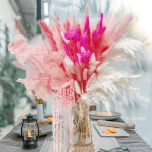 Bouquet Fleurs Séchées Pampa Rose