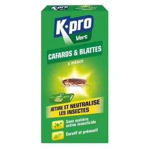 Pièges à cafards et blattes – Lot de 5 pièges – K.PRO