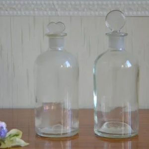 Lot de 2 pots d&rsquo;apothicaire rond en verre