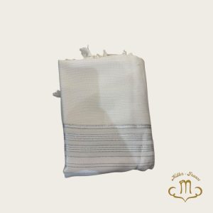 Talit Gadol Hermonit super nid d&rsquo;abeille 100% laine argent