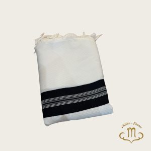 Talit Gadol David nid d&rsquo;abeille 100% laine NOIR